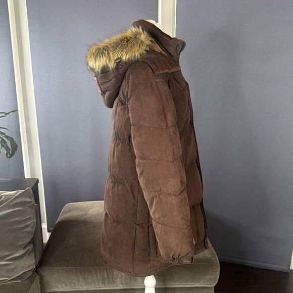 Vintage Makaveli Branded Tupac RARE Brown Puffer Jacket Hood Heavyweight L *READ - Picture 2 of 16